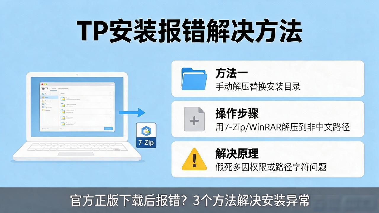 tp官方正版下载后报错？3个方法解决安装异常