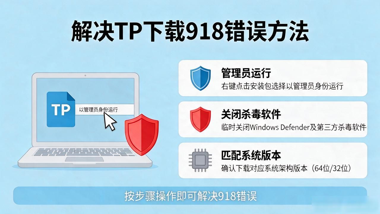 tp官方下载安装报918错误怎么办？照这几步做就能解决